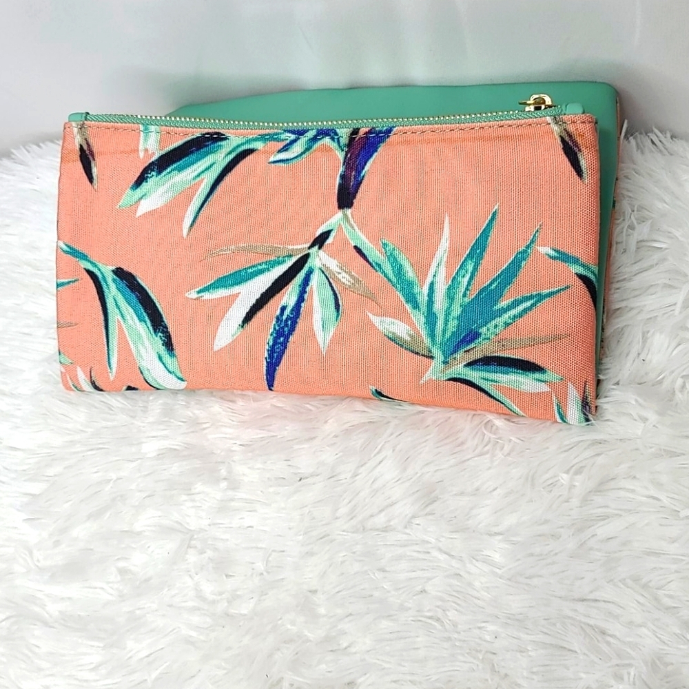 Rachel Pally foldover floral clutch wallet teal